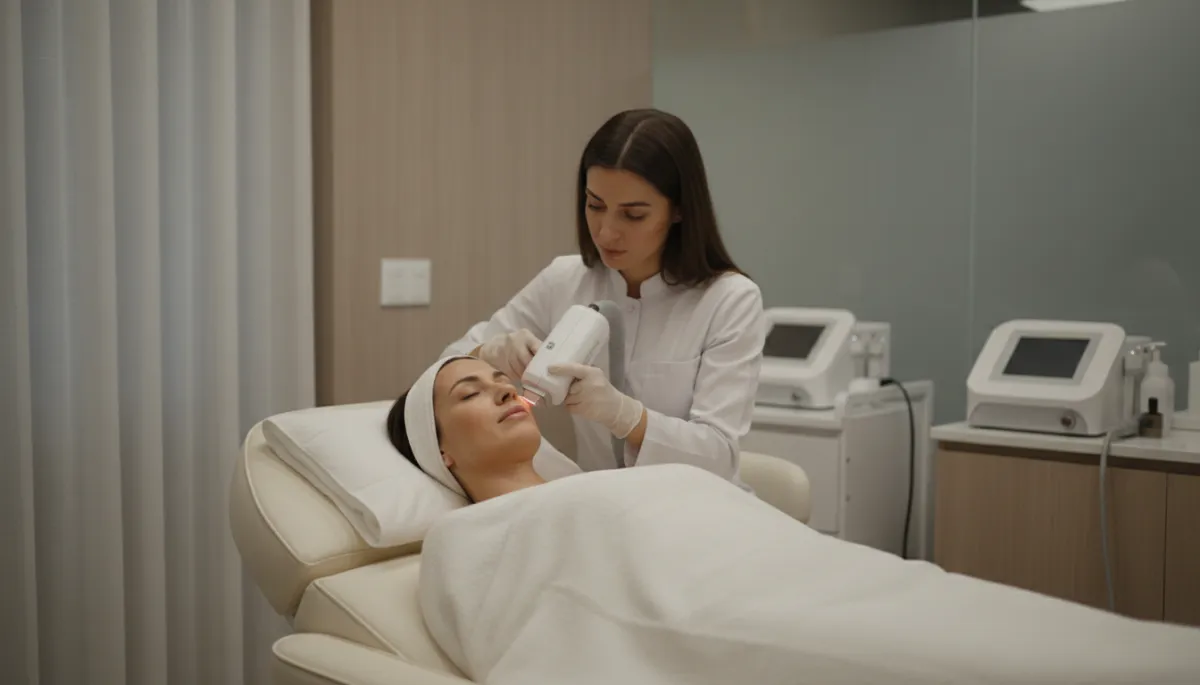 Patient receiving CO2 fractional laser treatment