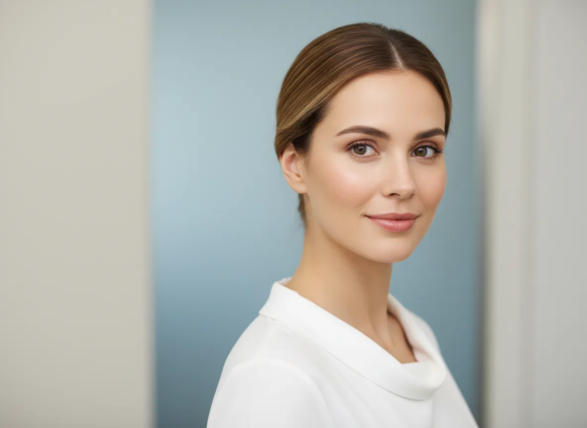 Smiling woman looking over shoulder