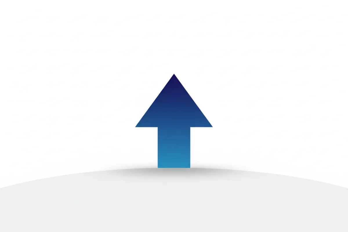 Minimalist upward blue arrow symbolizing progress and new beginnings