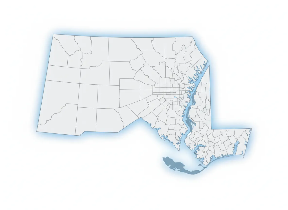 Map of the Washington DC, Maryland, and Northern Virginia area