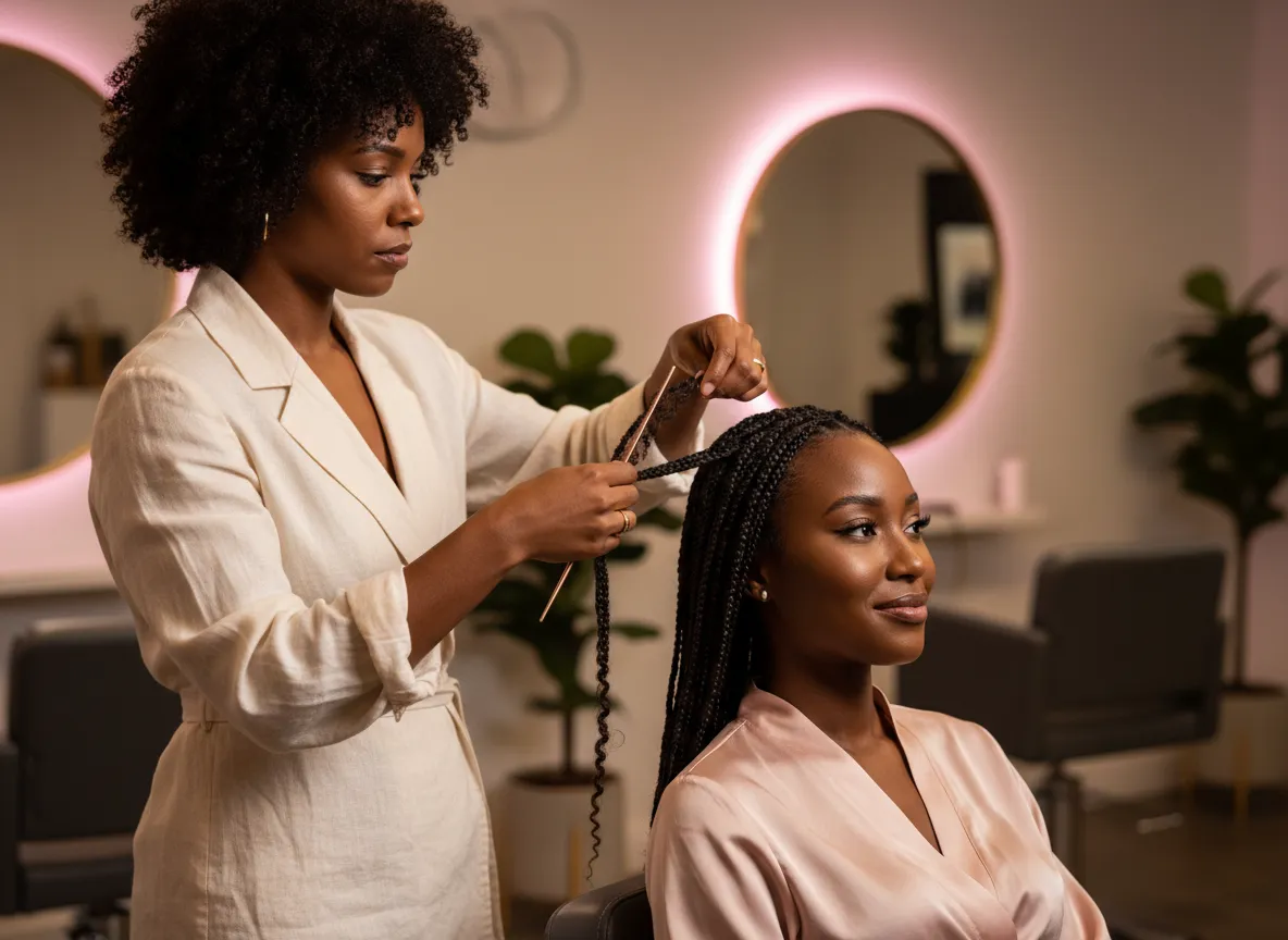 Stylist working on hair