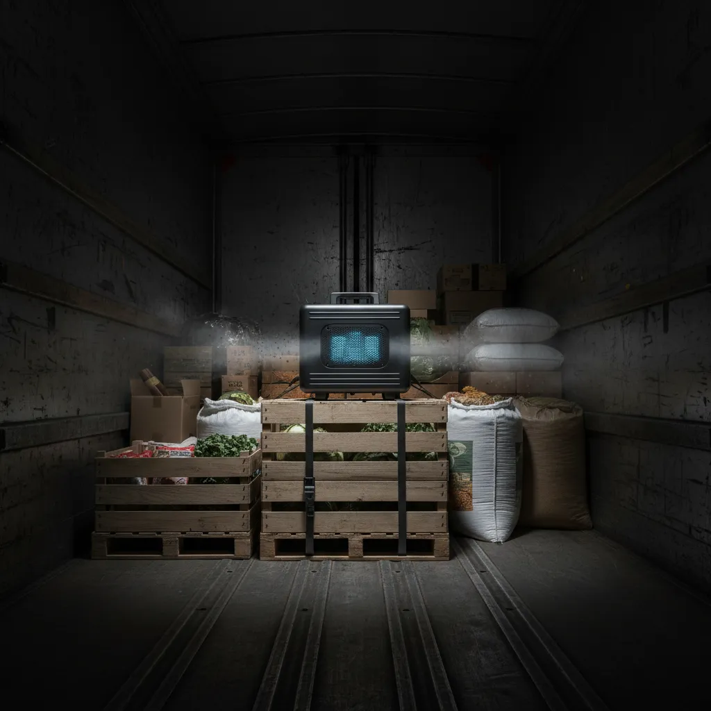 Odorizer pack attached to freight inside a trailer