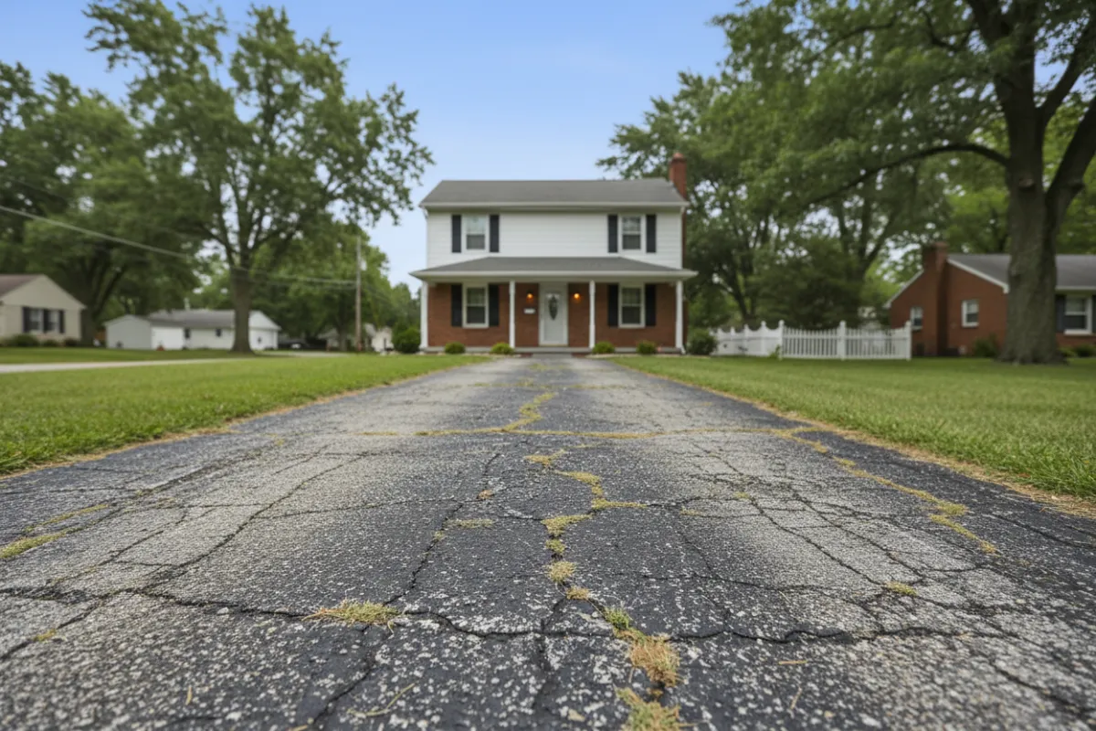 Before driveway sealcoating in Altoona KS