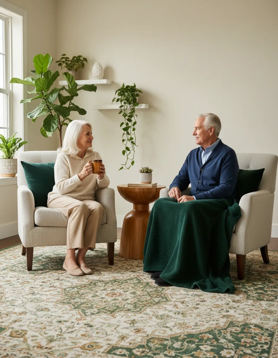 Seniors enjoying independence in a well-designed home environment