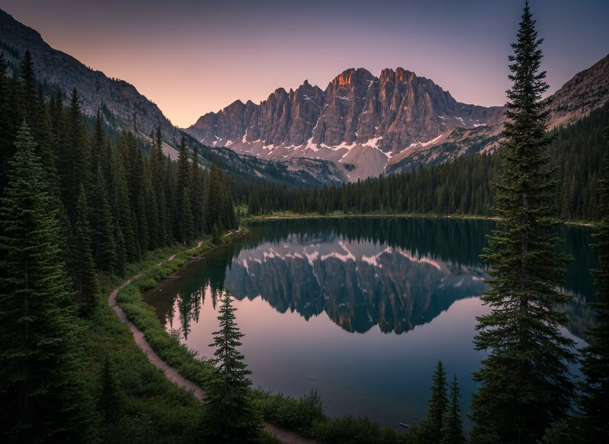 Alpine lake and pine trees in Utah mountains