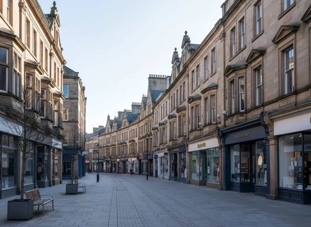 Professional Huddersfield town centre business scene