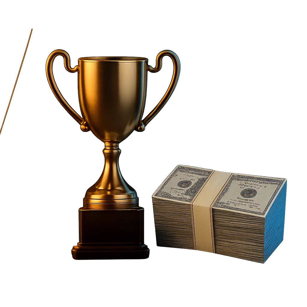 Trophy and cash