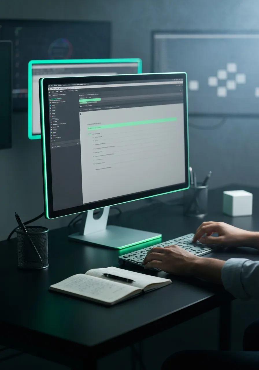 Premium SaaS workspace and technical environment