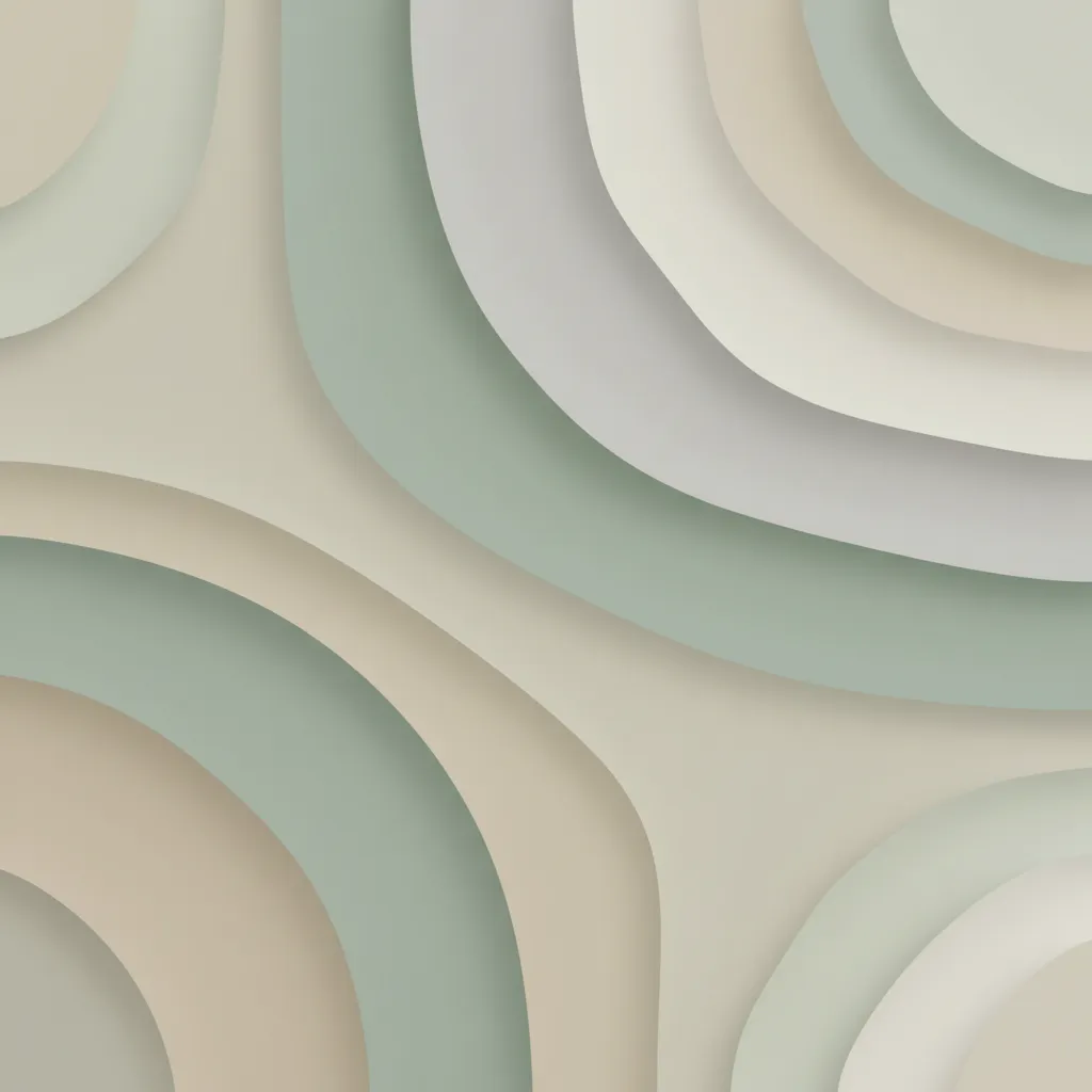 Abstract, soft-edged water ripple pattern in muted sand and sage tones, gentle concentric circles, evoking the feeling of calm amidst subtle movement, with a minimalist, spa-inspired composition.