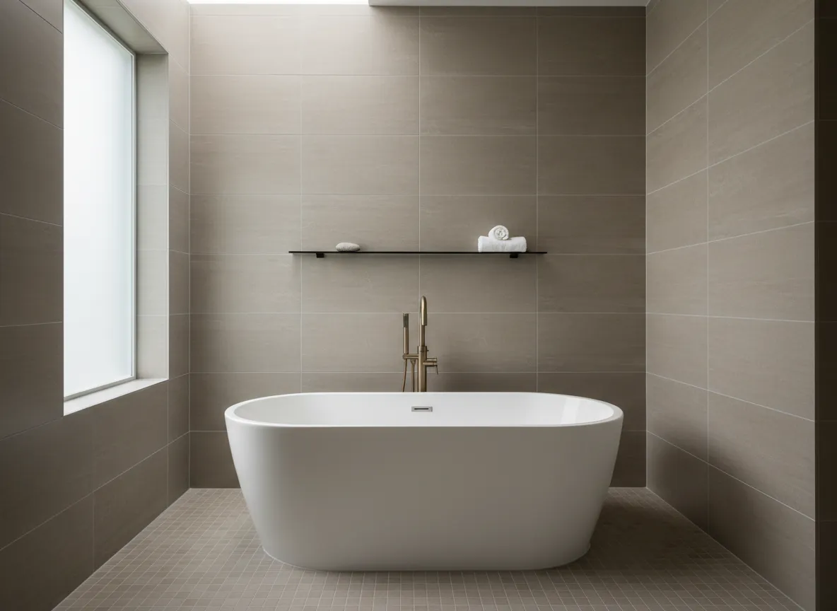 Bathroom remodel with elegant tile finish by Coronado Tile