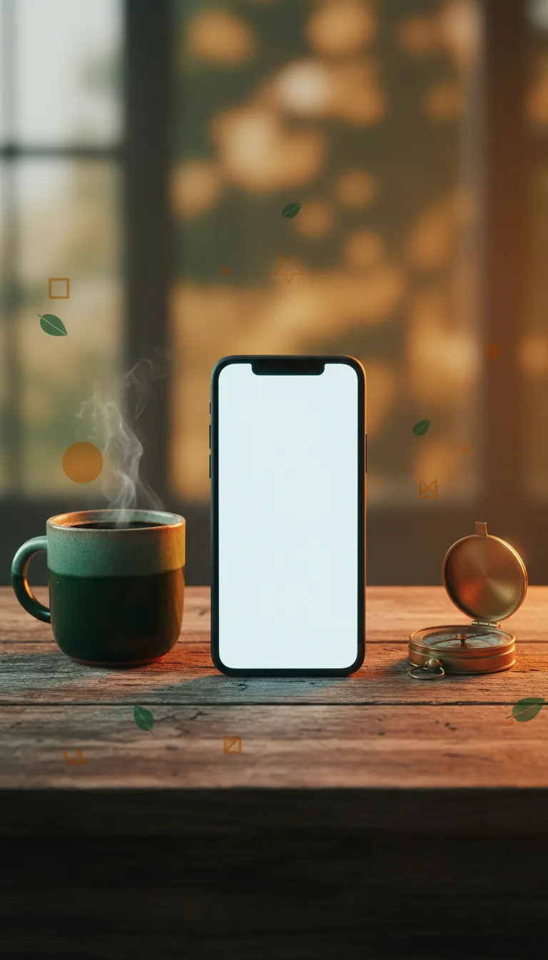 Sleek mobile mockup showing the Connecting Knox interface on a stylized surface