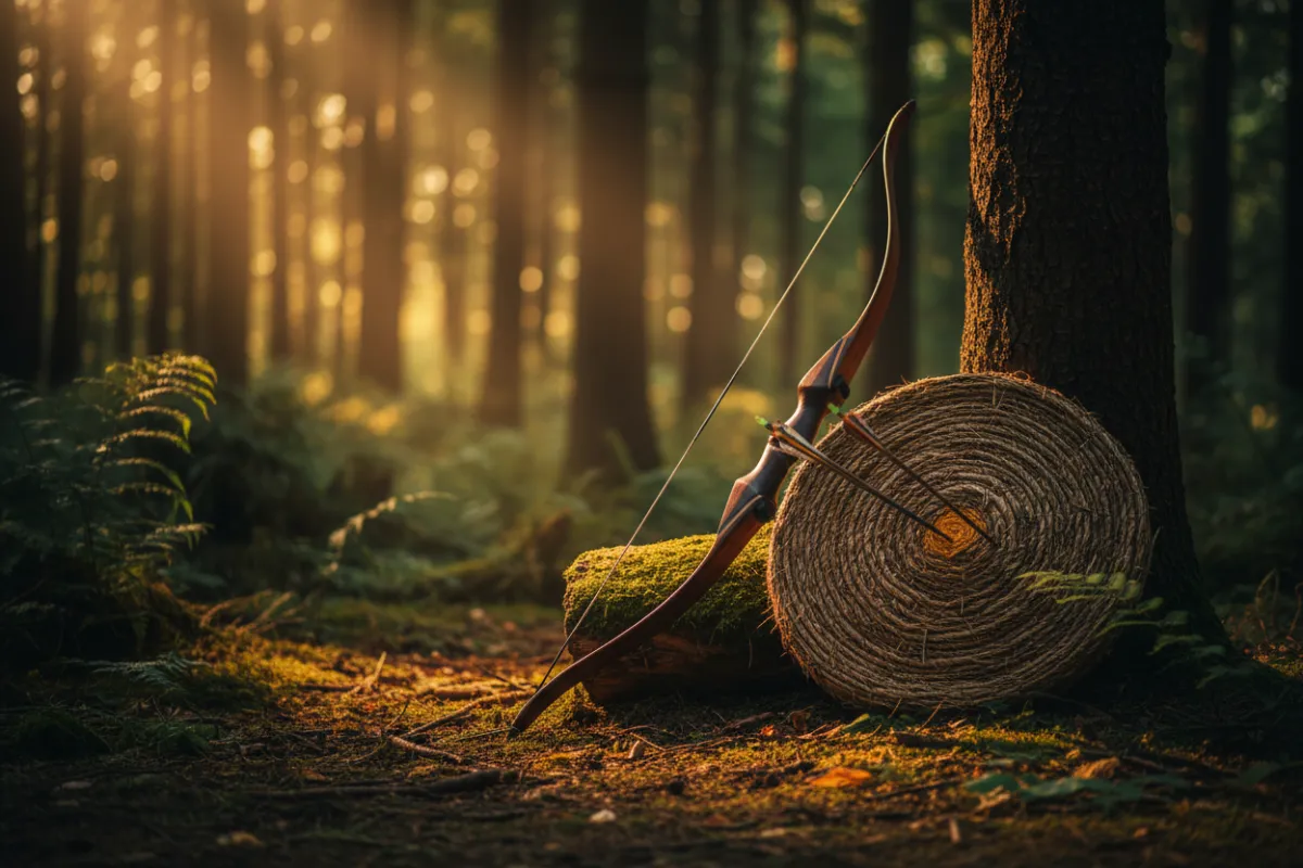 Archery target practice outdoors