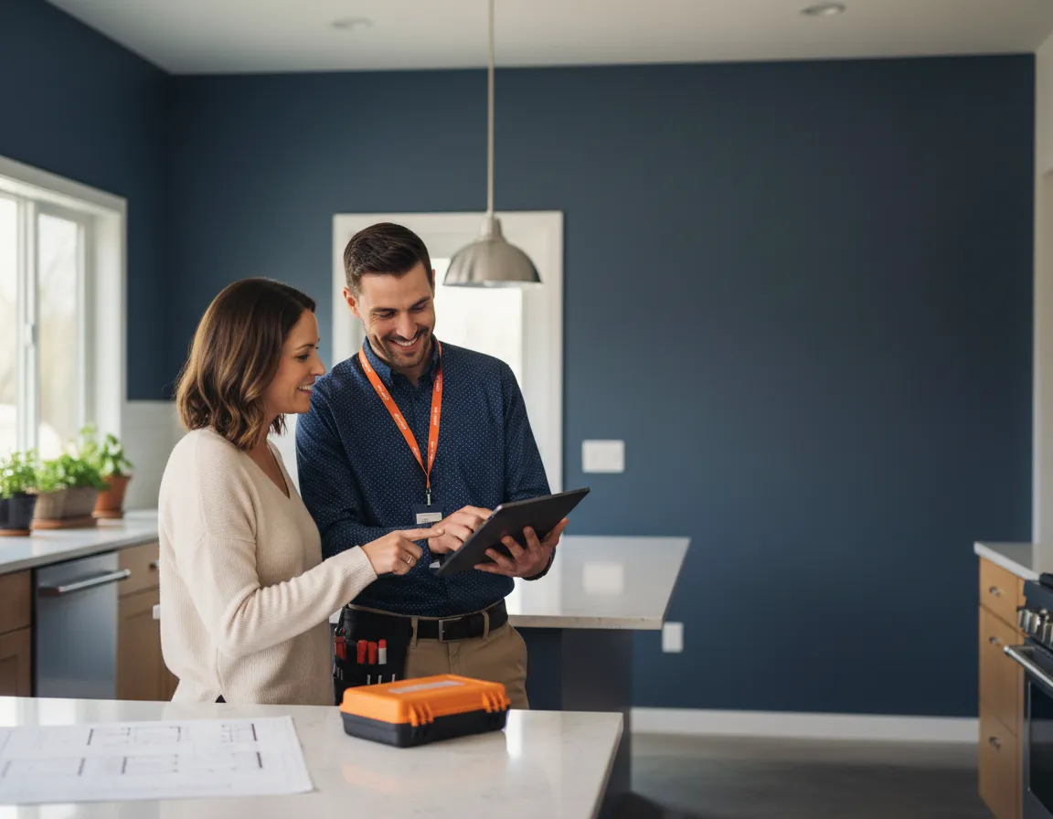 A trusted home service professional consulting with a homeowner in Knoxville