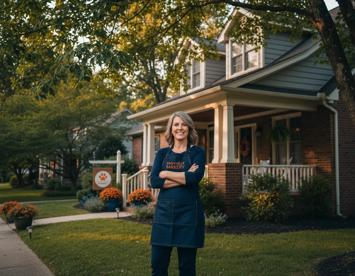 A friendly local Knoxville business owner standing outside a suburban home