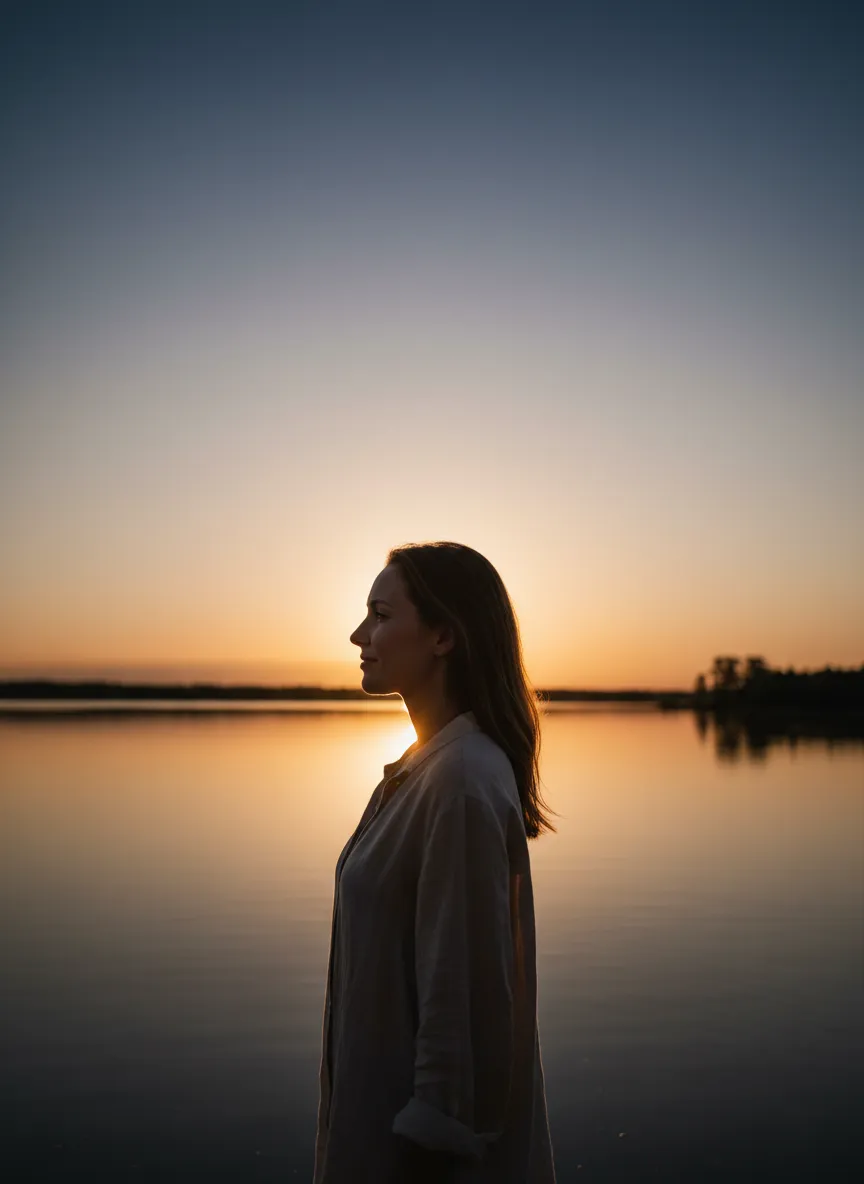 Warm lifestyle image of a woman finding personal breakthrough and clarity