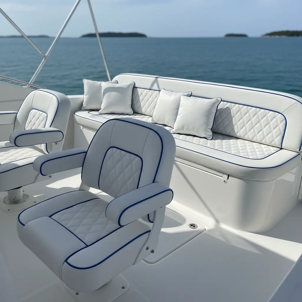 Boat seat reupholstery Fort Worth - captain chairs and bench seats restored