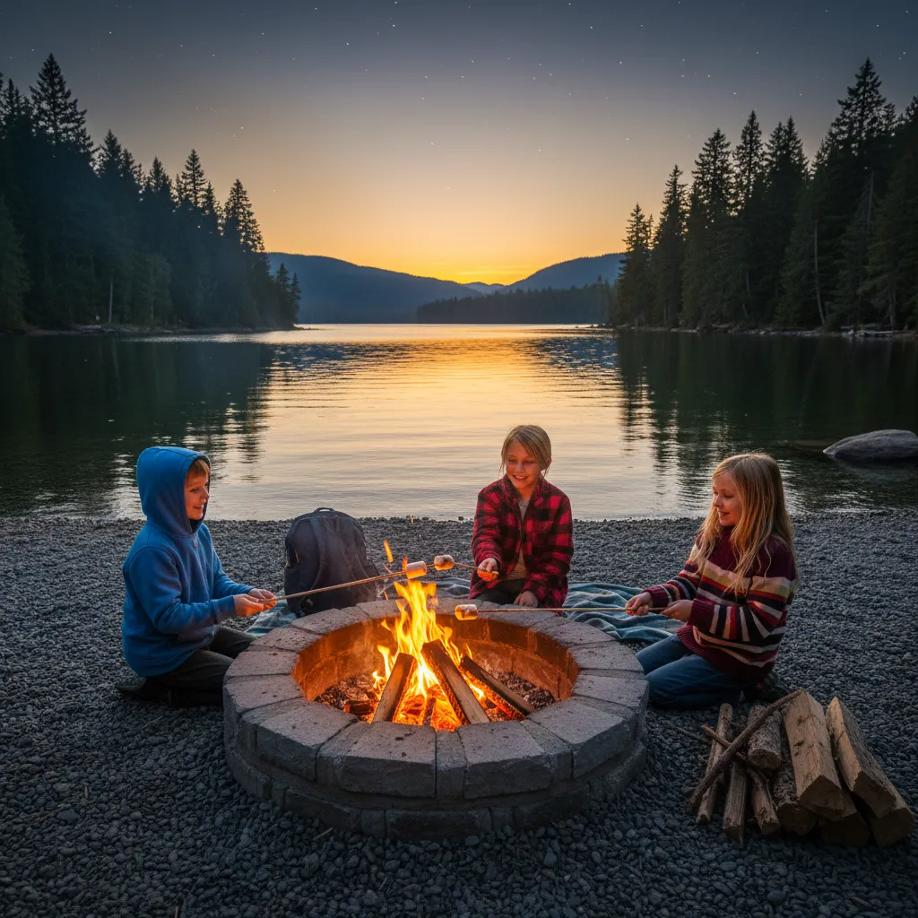 The charming waterfront downtown of Huntsville, Ontario, Muskoka at golden hour