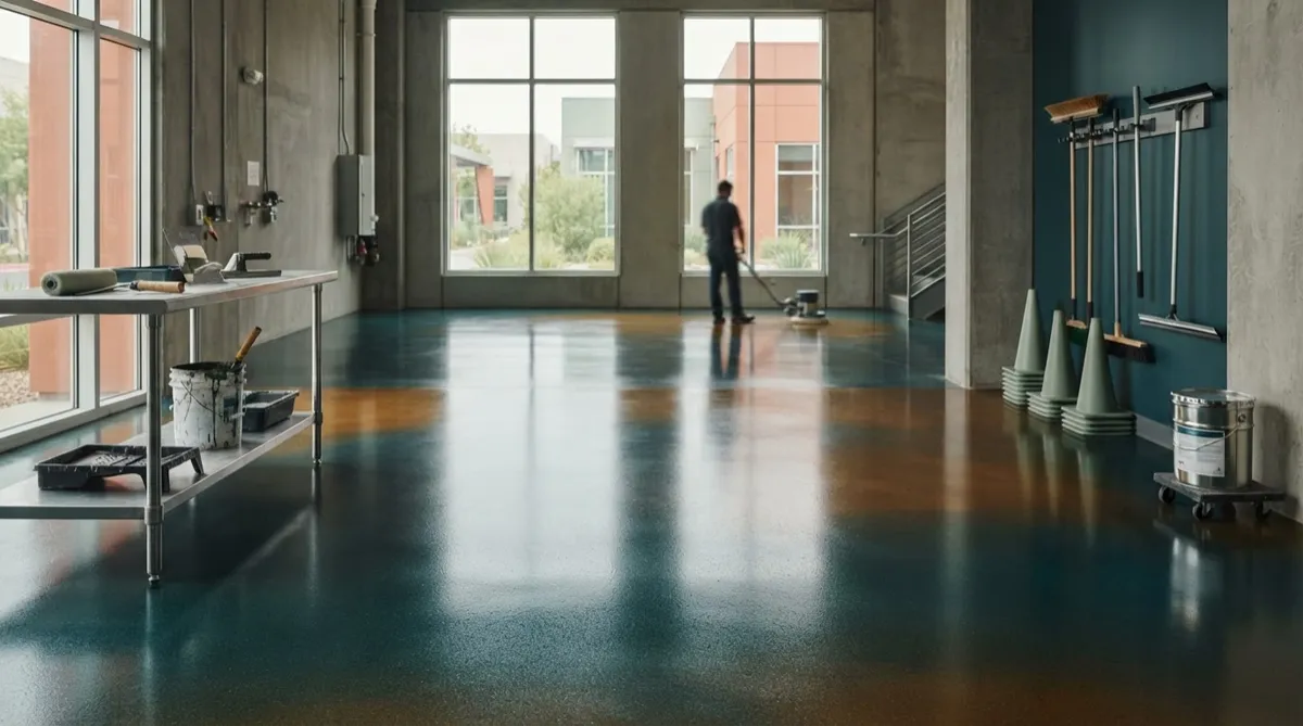 Finished interior epoxy floor