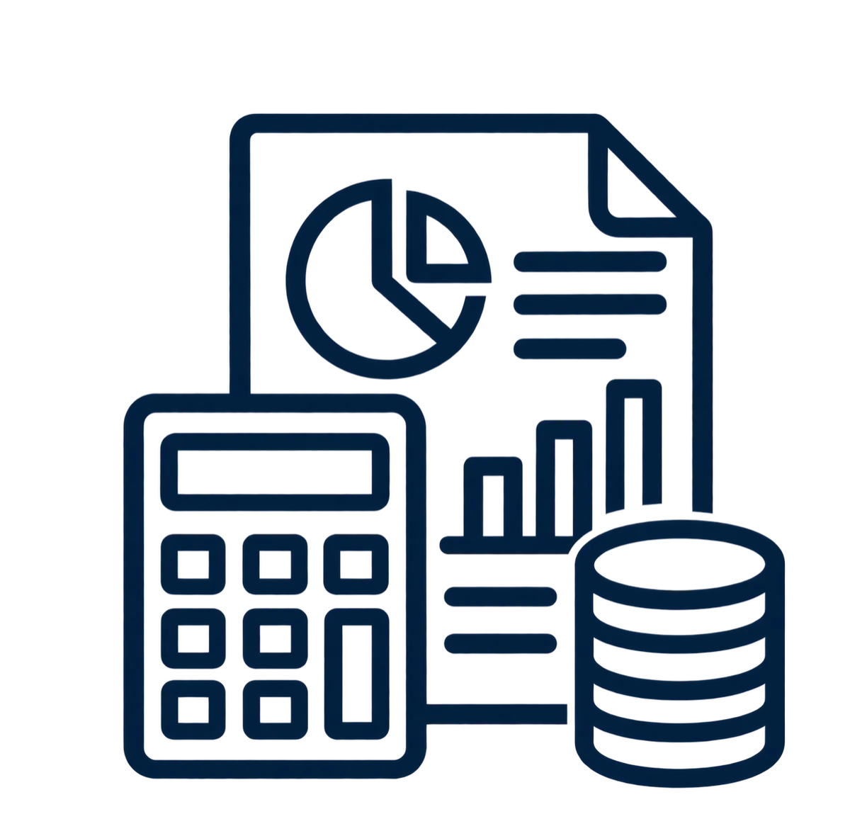 Icono financiero con calculadora, documento y monedas.png