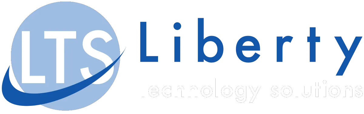 Liberty Technology Solutions, a managed IT services provider's, Logo and name in a banner for dark backgrounds.