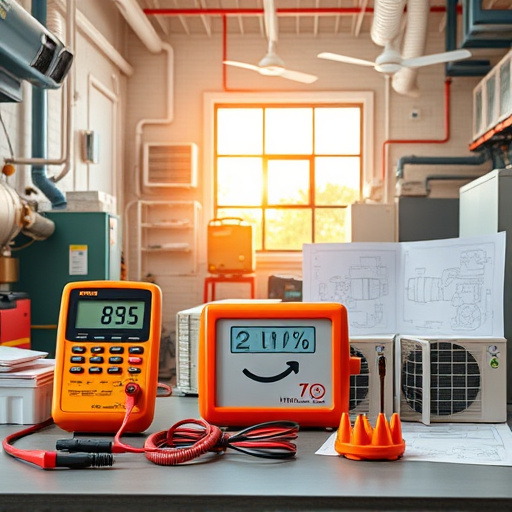 A visually striking Art Deco cover image illustrating "HVAC Replacement Cost in Eastvale, California." The image features a modern, polished HVAC unit prominently displayed on a stylized platform that resembles a classic California home, characterized by curved roofs and vibrant, sun-soaked walls. The warm color palette includes terracotta, teal, and gold, enhancing the inviting atmosphere. Surrounding the HVAC system are quirky elements like a comically oversized chrome dollar sign, playful sun motifs, and stylized palm trees, adding a humorous touch. The background showcases a sunny Californian landscape with soft rolling hills and a brilliant blue sky, creating an idyllic setting. The overall design combines sleek lines and vibrant colors in true Art Deco fashion, presenting the financial topic of HVAC replacement in a professional yet approachable manner.
