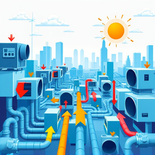 A captivating blog cover image featuring a solar-powered heating system theme. The image showcases a detailed solar panel array shining under a golden sun, with rays illuminating a modern home constructed from eco-friendly materials. The home is surrounded by a vibrant garden filled with colorful flowers and sun-loving plants, creating a serene atmosphere of sustainability. Quirky elements in the foreground include whimsical solar-powered garden ornaments, like a smiling flower harnessing sunlight and a playful wind turbine spinning beside a birdbath. The background features rolling green hills under a warm, azure sky dotted with fluffy clouds. The composition, inspired by High Renaissance art, incorporates intricate detailing and soft, blended colors—rich golden yellows, lush greens, and gentle blues—evoking peacefulness and hope about renewable energy. The overall scene emphasizes the beauty and practicality of solar technology, celebrating the harmonious coexistence of modern living and nature.