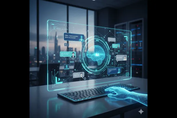 AI website assistant helping users on a digital interface.