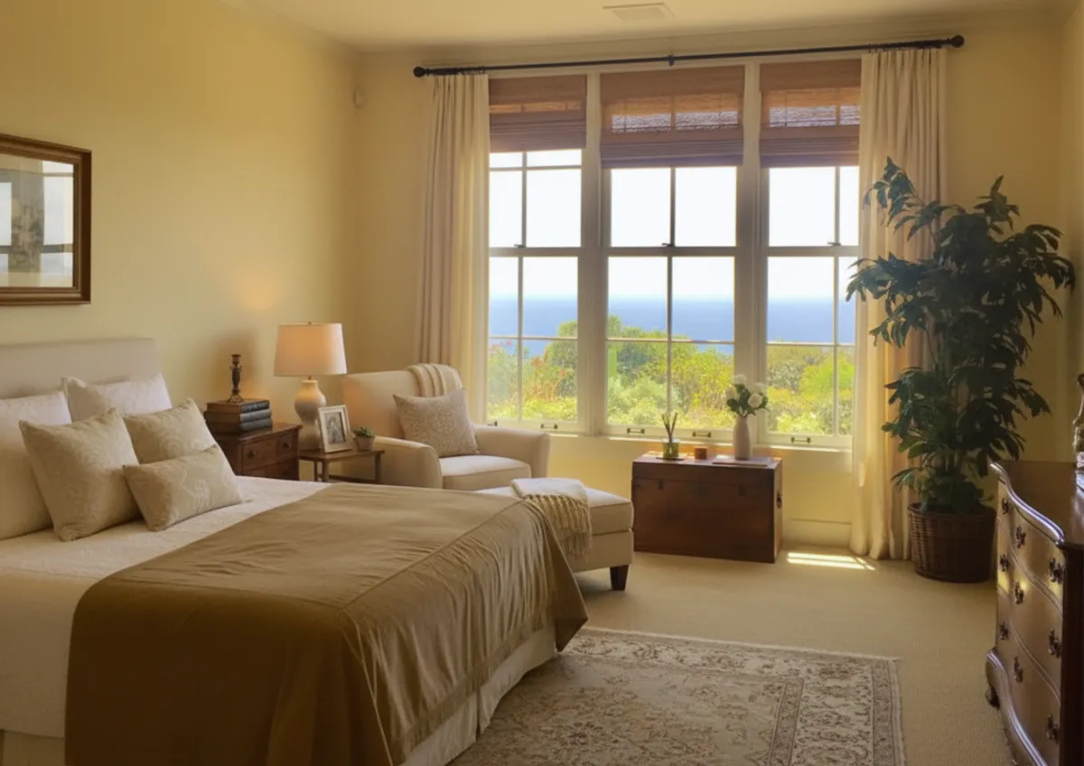 Close-up of designer arranging custom drapery folds, highlighting craftsmanship and attention to detail