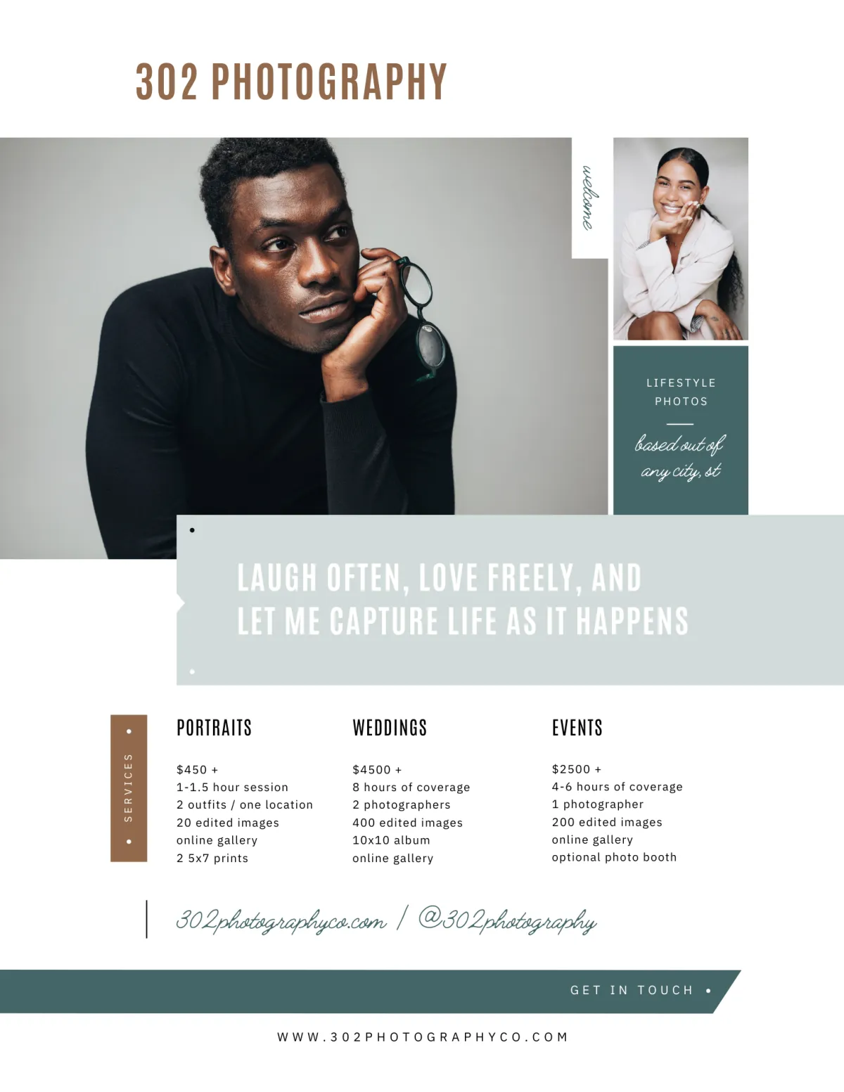 this shows the pricing guide and packages for photography