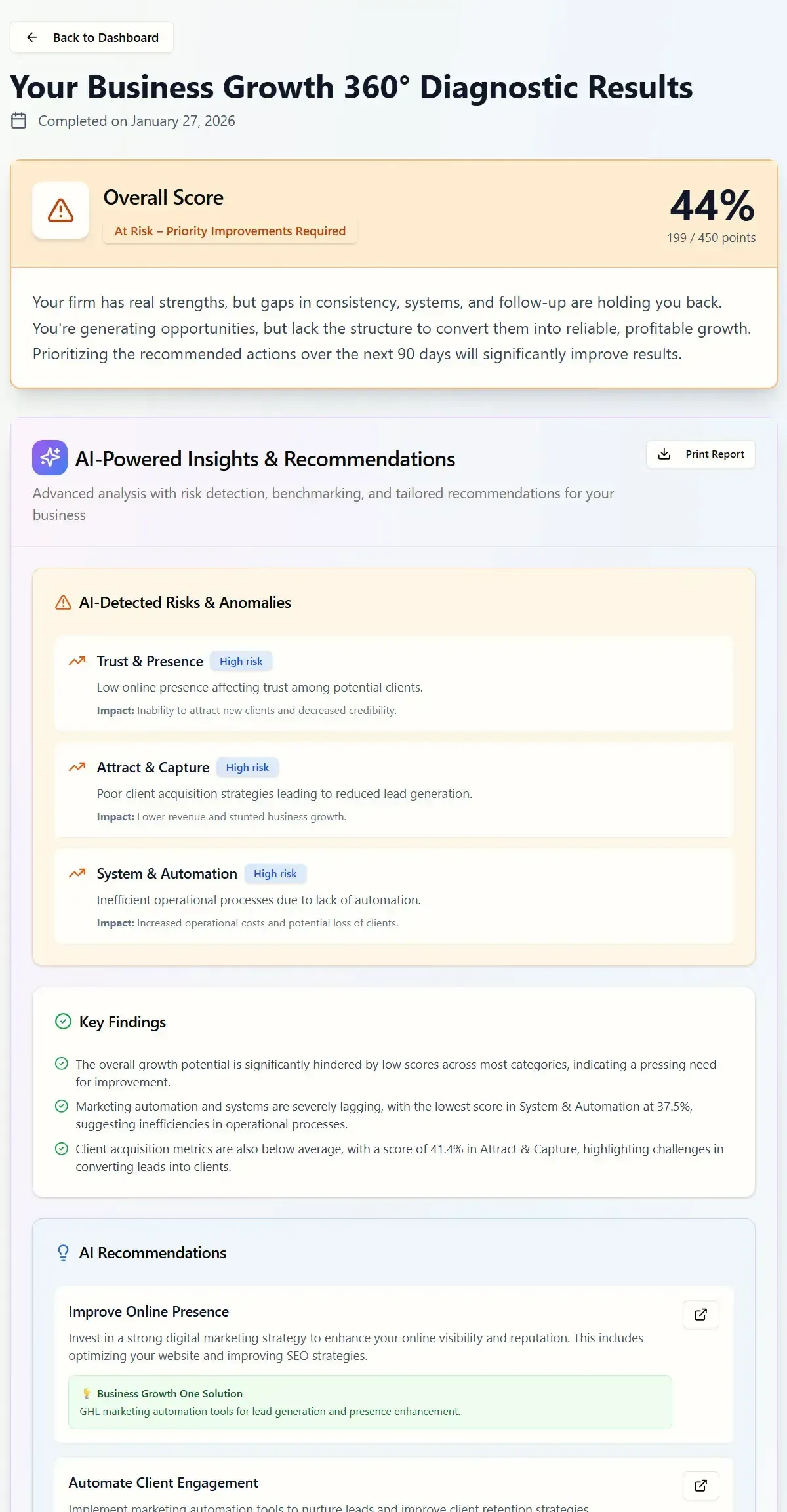 Diagnostic Results Page image