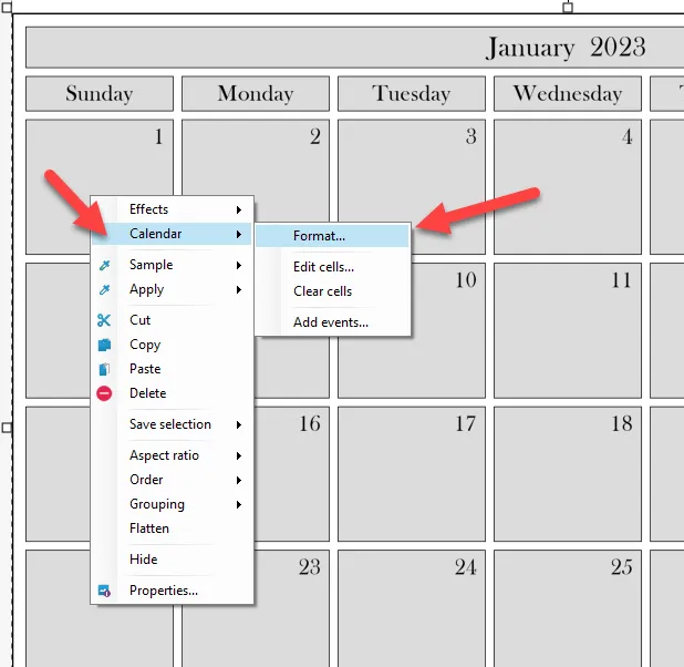 Calendar tool