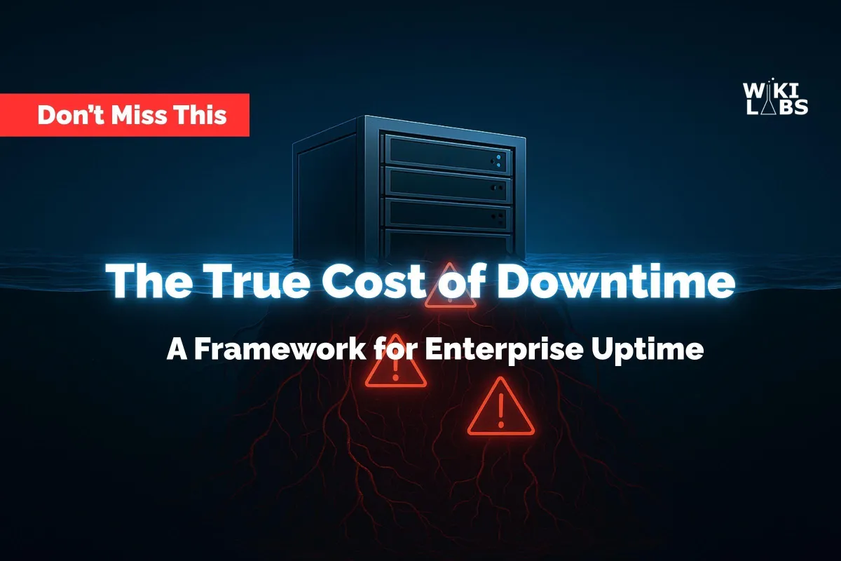 An iceberg metaphor showing the hidden costs of IT downtime for an enterprise, with the largest financial impact lying beneath the surface.