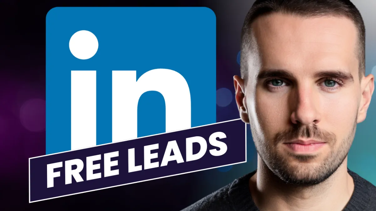 LinkedIn logo with text 'Free Leads' next to Ash Borland, a mortgage broker coach, highlighting free lead generation on LinkedIn for mortgage brokers.