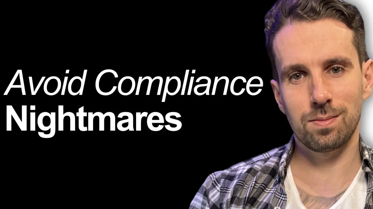 Ash Borland, Mortgage Business Coach, with the text 'Avoid Compliance Nightmares.' Learn how mortgage brokers can stay compliant with FCA regulations.