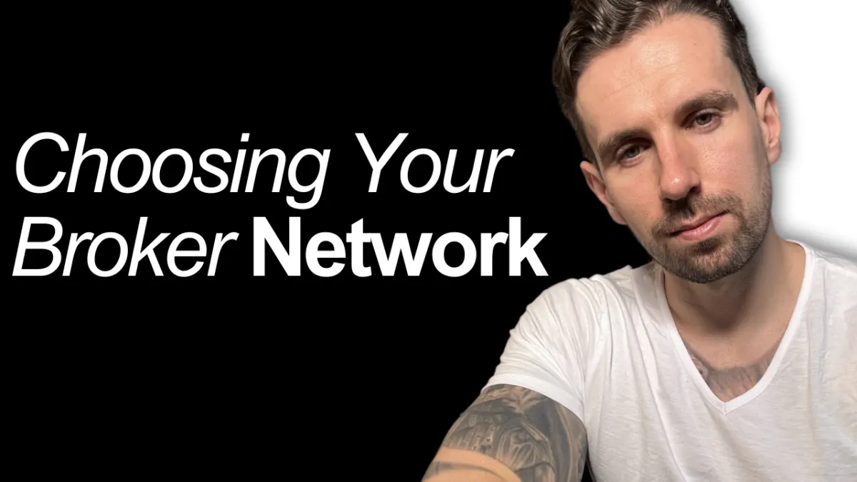 Ash Borland, UK mortgage business coach, shares tips on choosing the best mortgage broker network for new advisers. Black background with bold white text.