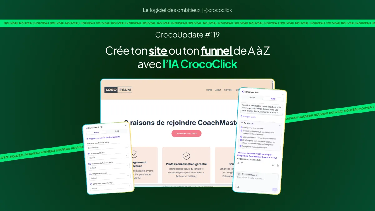 [SITES] Crée ton site ou ton funnel de A à Z avec l’IA CrocoClick