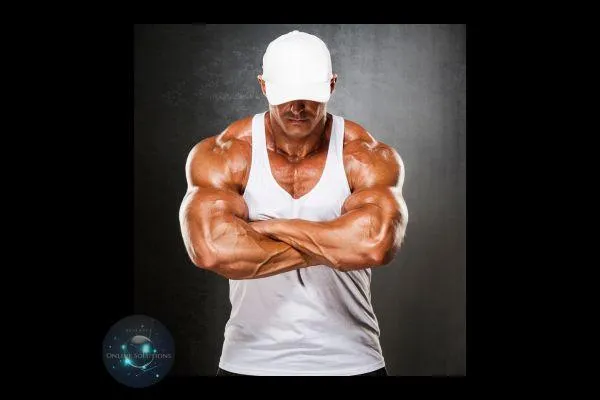 A strong, muscular man standing with arms crossed, symbolizing strength and confidence. This image relates to the blog post's focus on how brand values can strengthen a business's reputation, building trust, authenticity, and loyalty with customers.