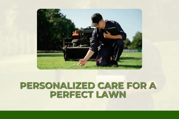 Technician inspecting a residential lawn before creating a maintenance plan.