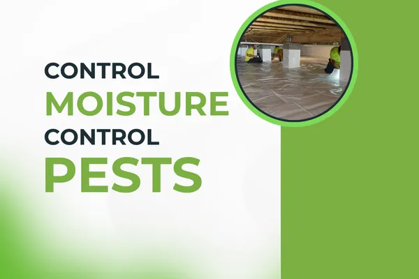 Crawl-space moisture barrier installation.