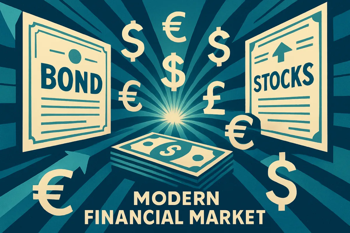 Inhaberschuldverschreibungen und Finanzmärkte, symbolisiert durch verschiedene Finanzinstrumente.