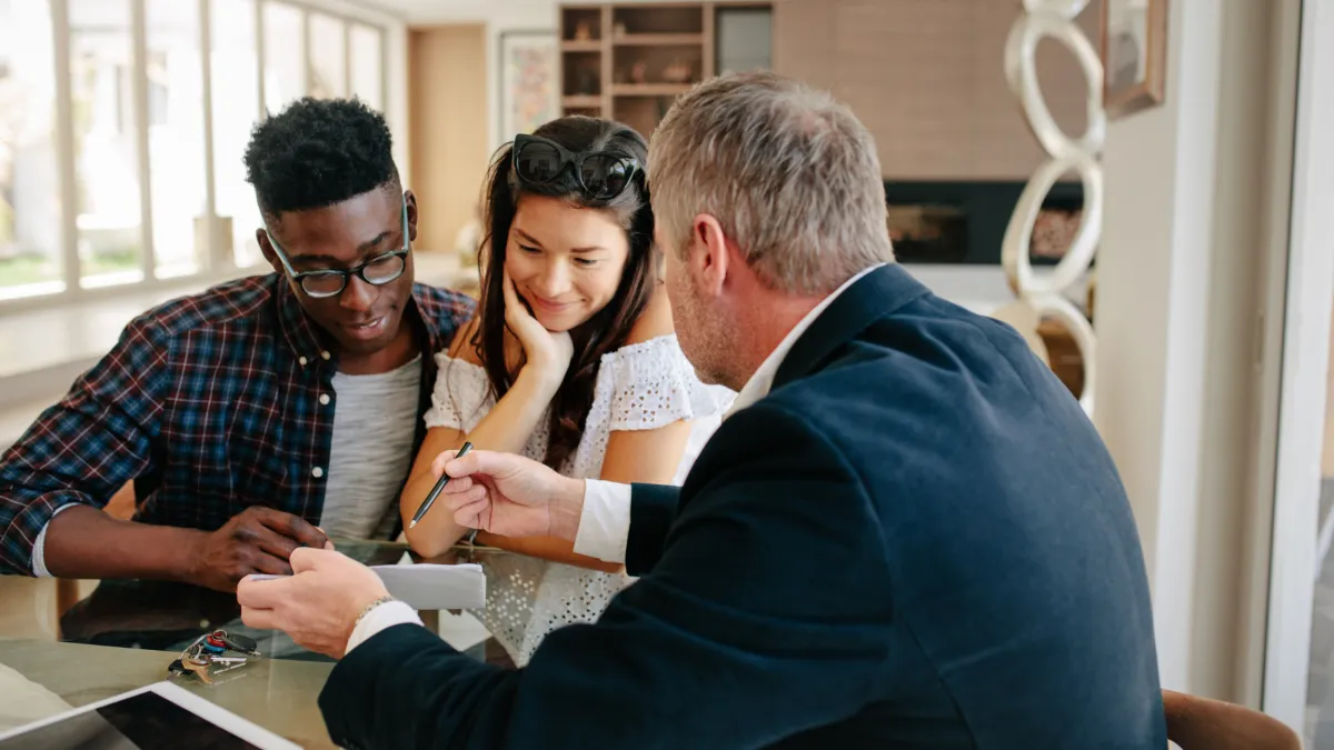 Couple reviewing spousal rental lease agreement