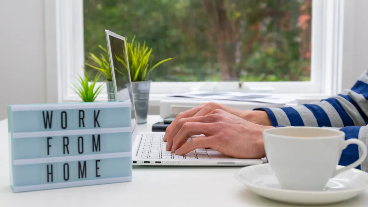 Real estate professional working from home office