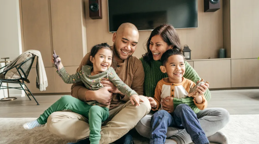 Family sitting inside their ADU