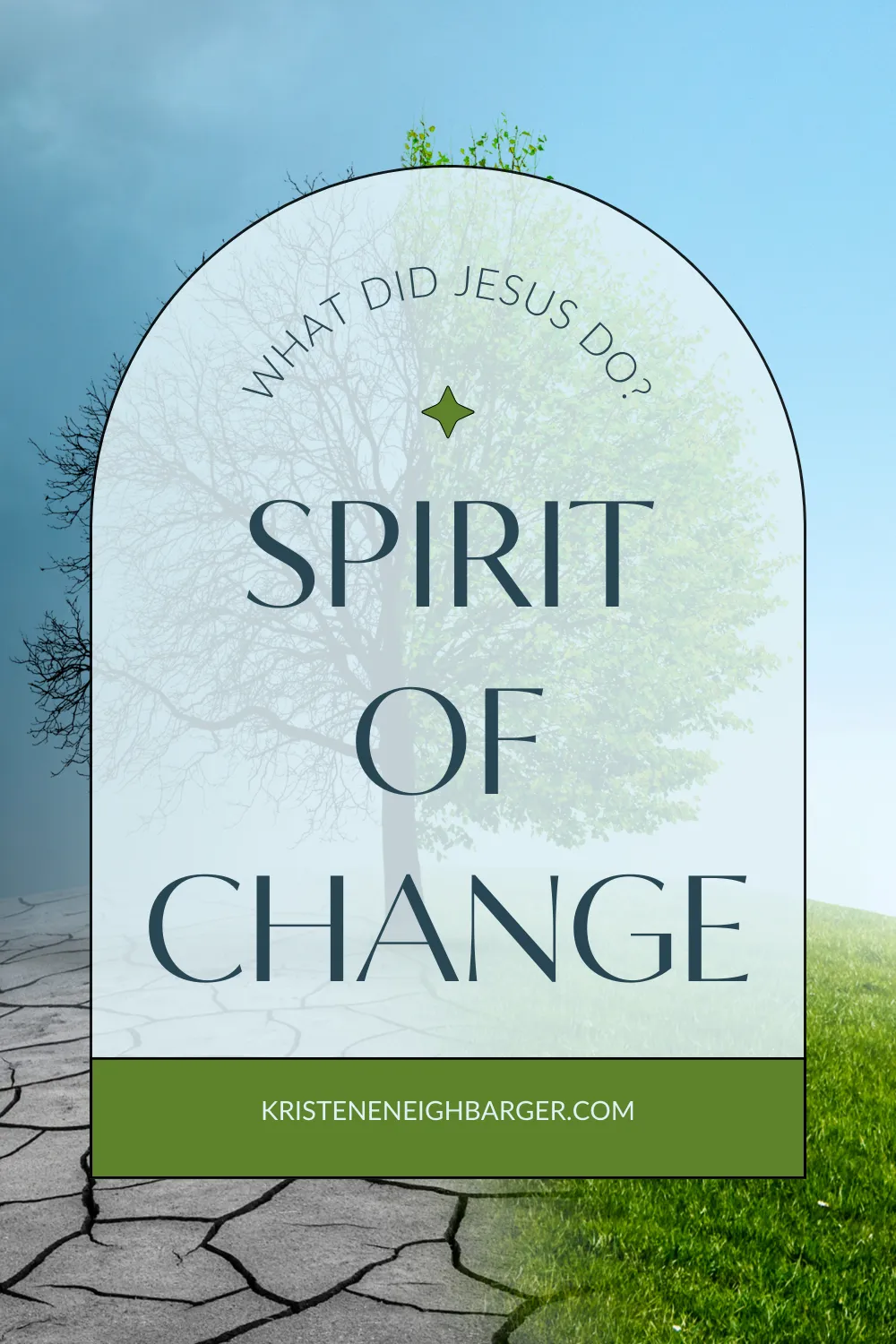 Flourishing tree in the background with title overlay