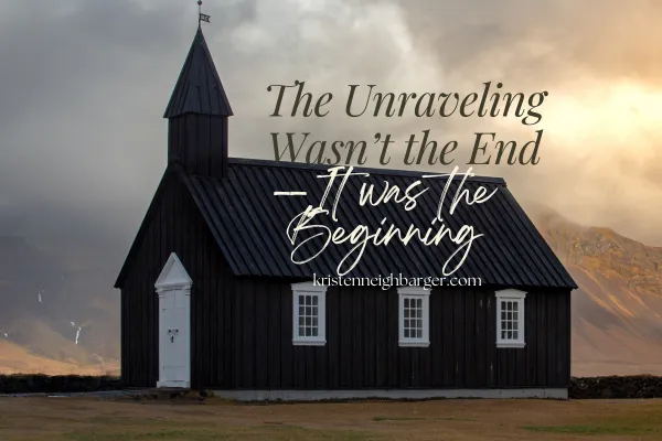 title overlay on church building