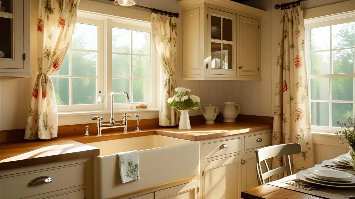 Cottage-style Farmhouse Kitchen With Ceramic Sink