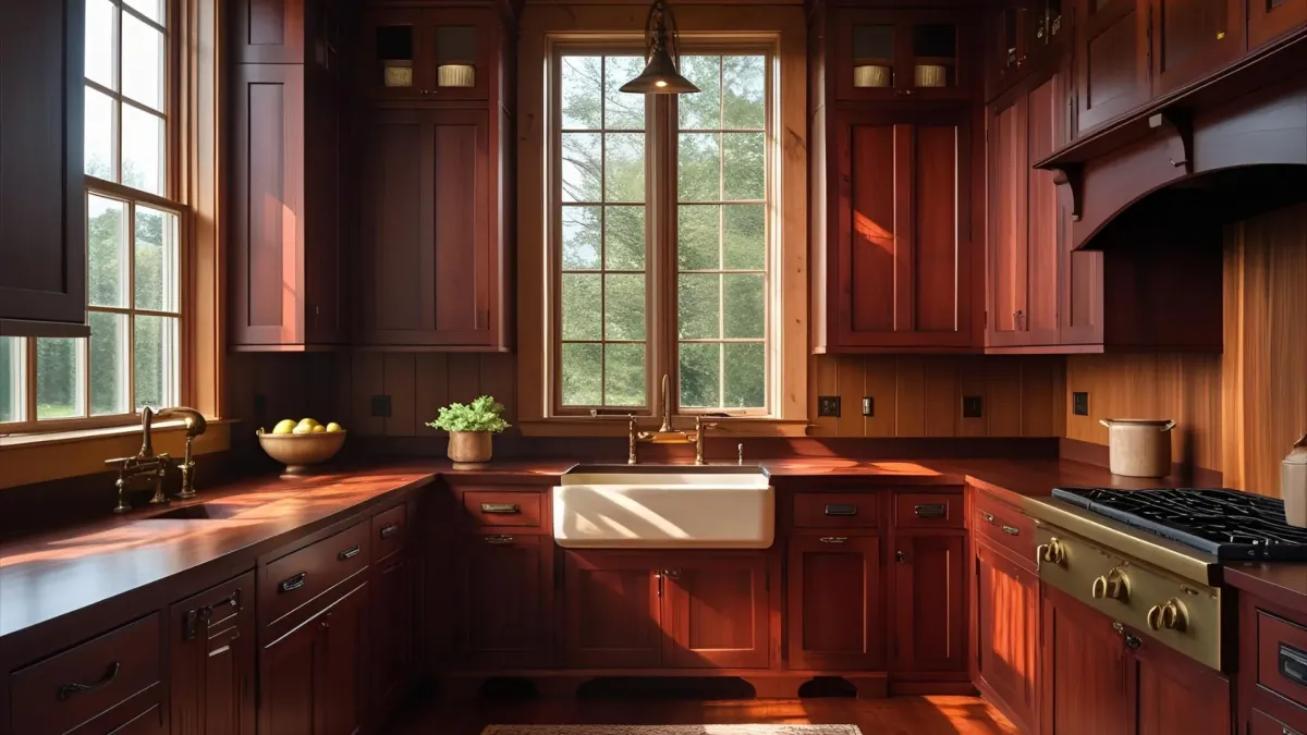 Traditional Kitchen With Cherry Wood Finishes