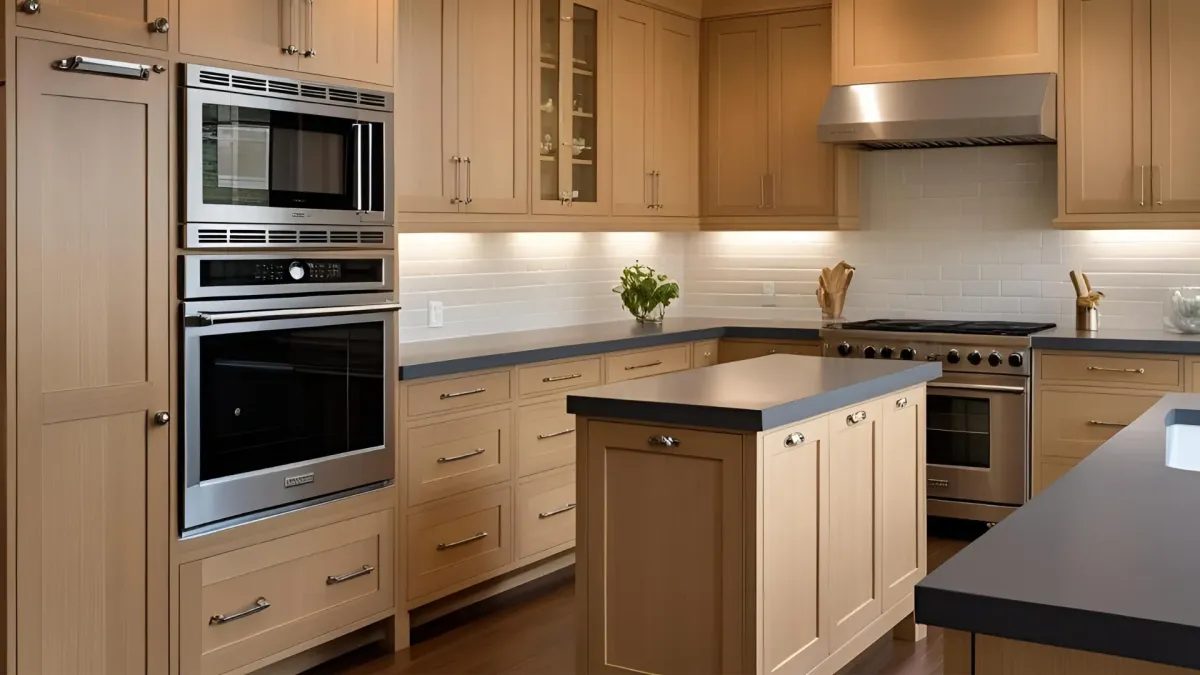 Built-in Microwave and Double Ovens in Wall Units