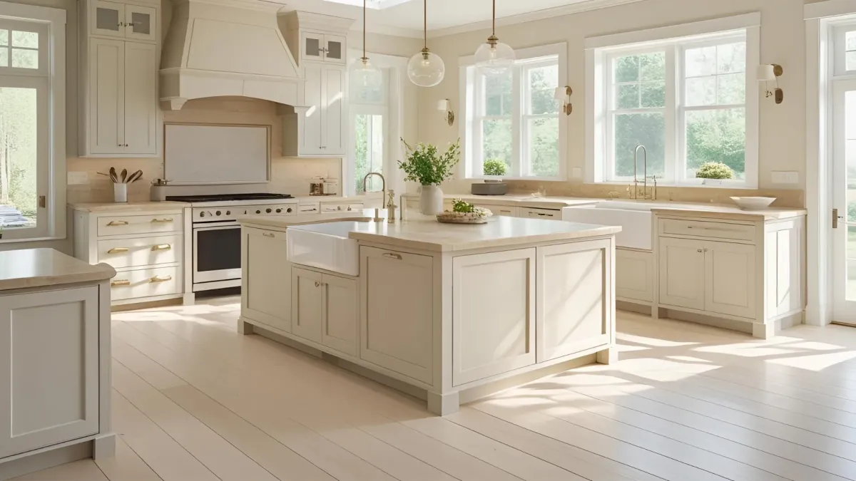 Open-concept Kitchen With Neutral Tones and Large Island
