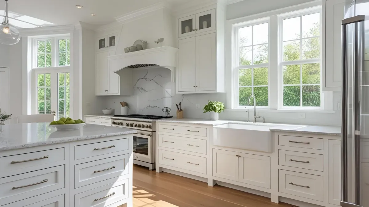 Modern Shaker Kitchen With Quartz Countertops and Soft Close Drawers